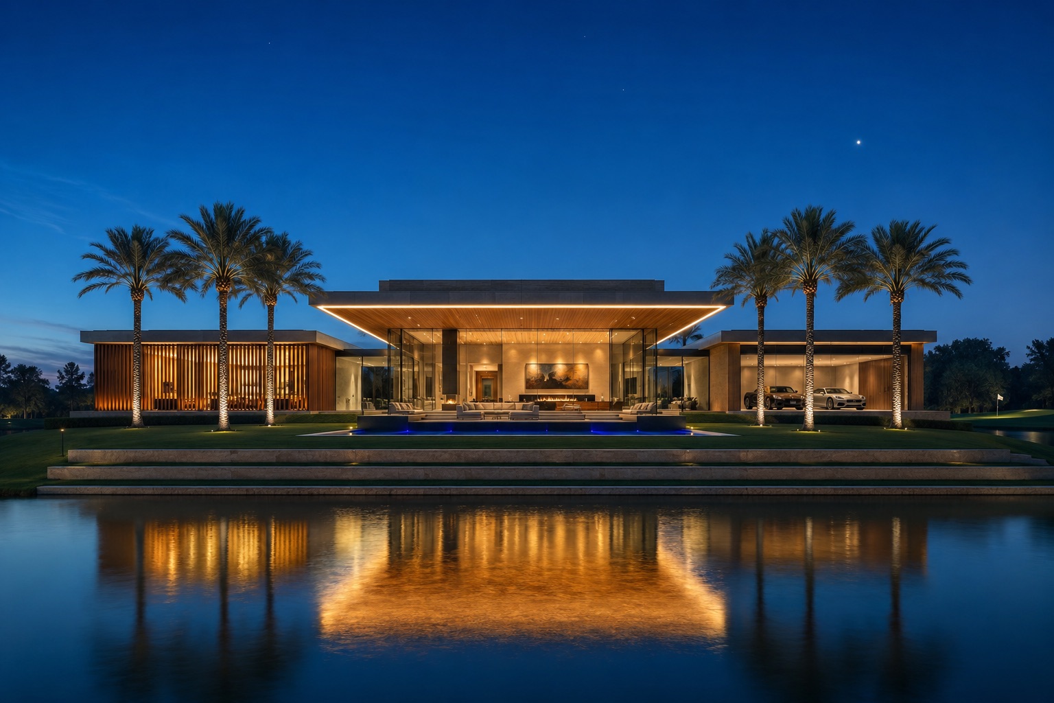 Emirates Hills Lakefront Estate — Blue Hour